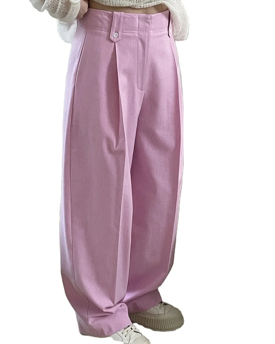 Early Spring New Korean Version Fashionable commuter High Waist Wide Leg Trousers Loose Slim Gentle Comfortable Casual Trousers