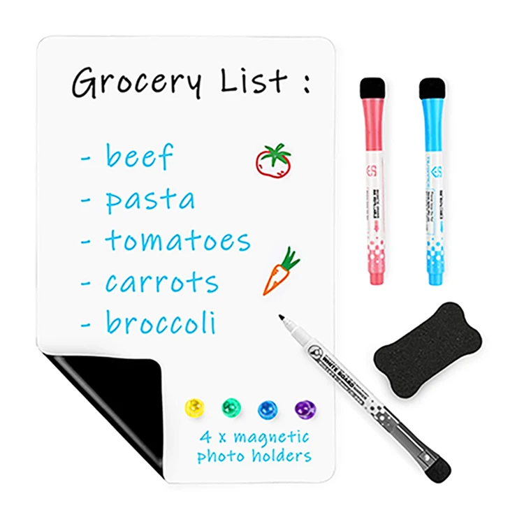 Customized Magnetic Dry Erase Calendar for Refrigerator with  Magnetic Shopping List  Kitchen Fridge Calendar