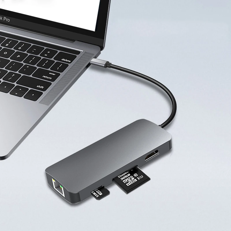 8 9 в 1 Usb-концентратор адаптер Type-c концентратор 4k Tf Sd H DMI 3 5 мм аудио конвертер Ethernet Usb 0