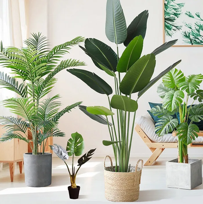 Home Decor Artificial Plant Simulation Plastic Fiddle Leaf Figs Tree Big Indoor Outdoor Potted Artificial Plants