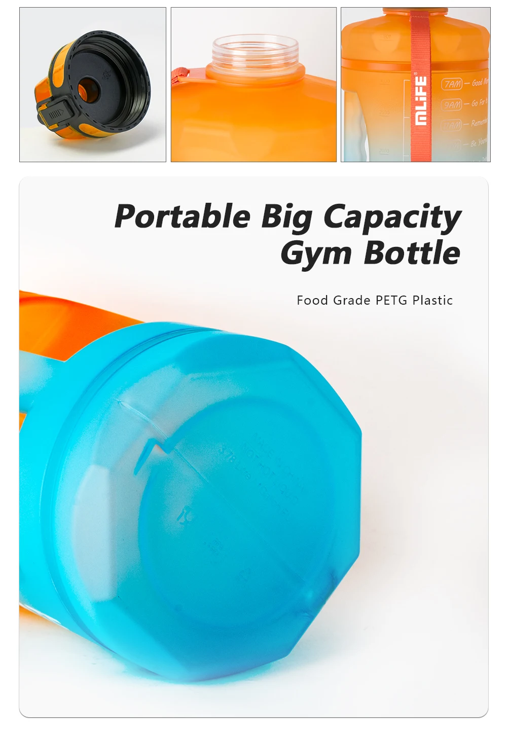 custom tritan black storage sleeve cover set 72 ounce 2l free gym sport big 2.2l time marker 1 half gallon water bottle