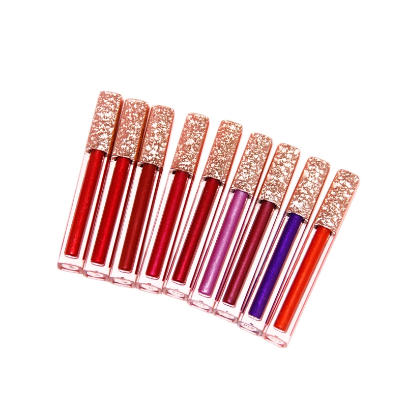 Hot Sale Diamond Glitter Lip Gloss Sip Lips Shiny Stars Waterproof Liquid Lipstick 17 Colors Lip Glaze
