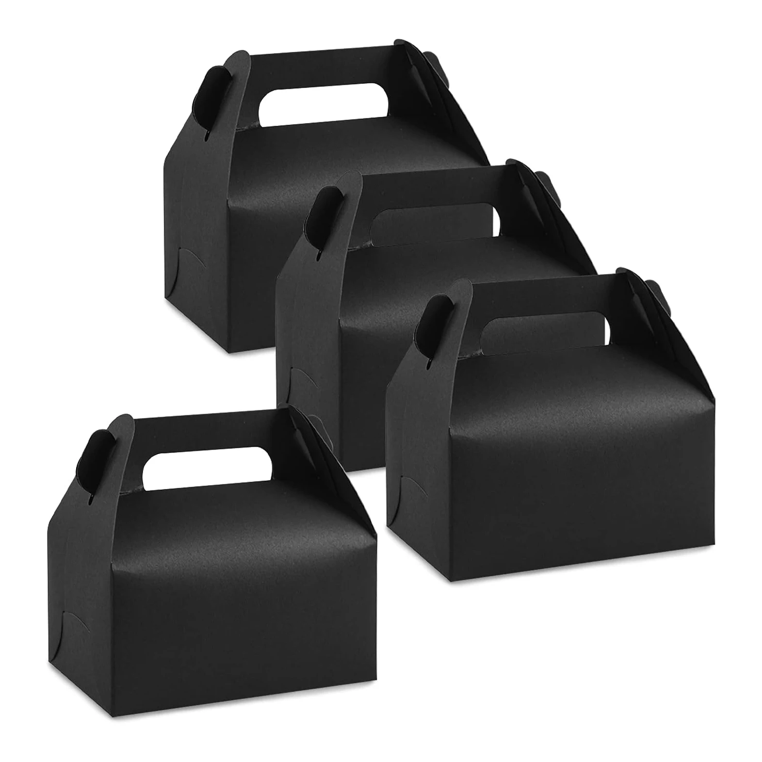 Fast delivery New Design Candy cake Party gift food snack Packing black folding With Handle paper Portable box