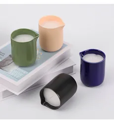 Wholesale Colorful Essential Oil Ceramic Candle Jars Empty Massage Candle Jar with Spout