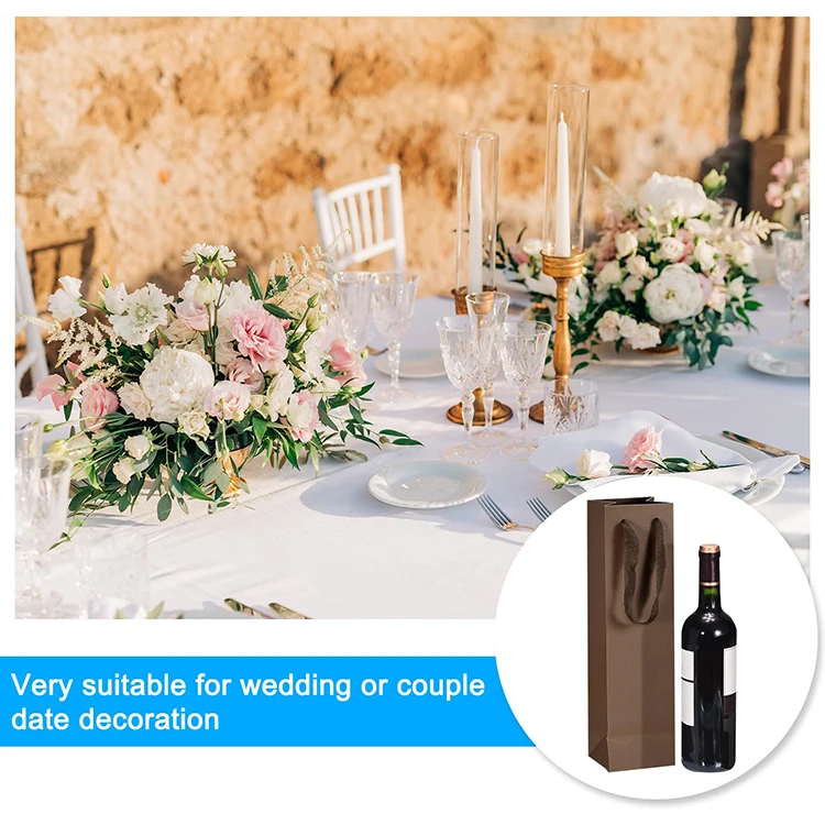 Wholesale Customized Packing Handle Design Flower Bouquet Gift Christmas Wine Paper Bag with Your Own Logo