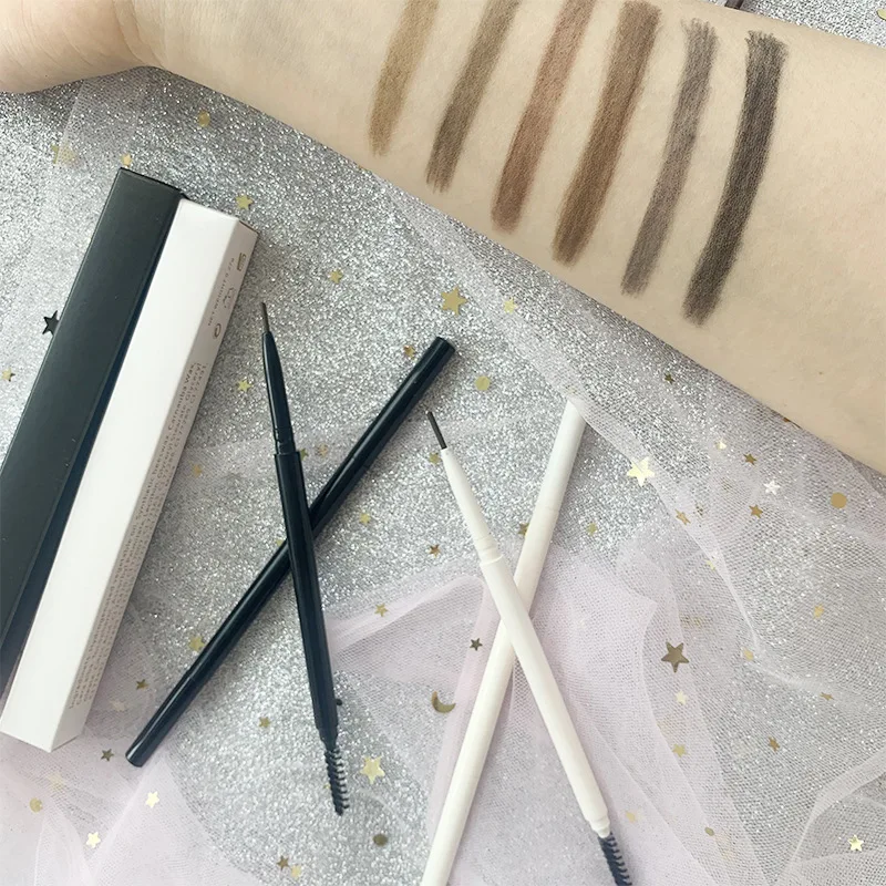 Print logo Vegan Slim thin eyebrow pencil black/white waterproof twist up eyebrow pencil brow liner