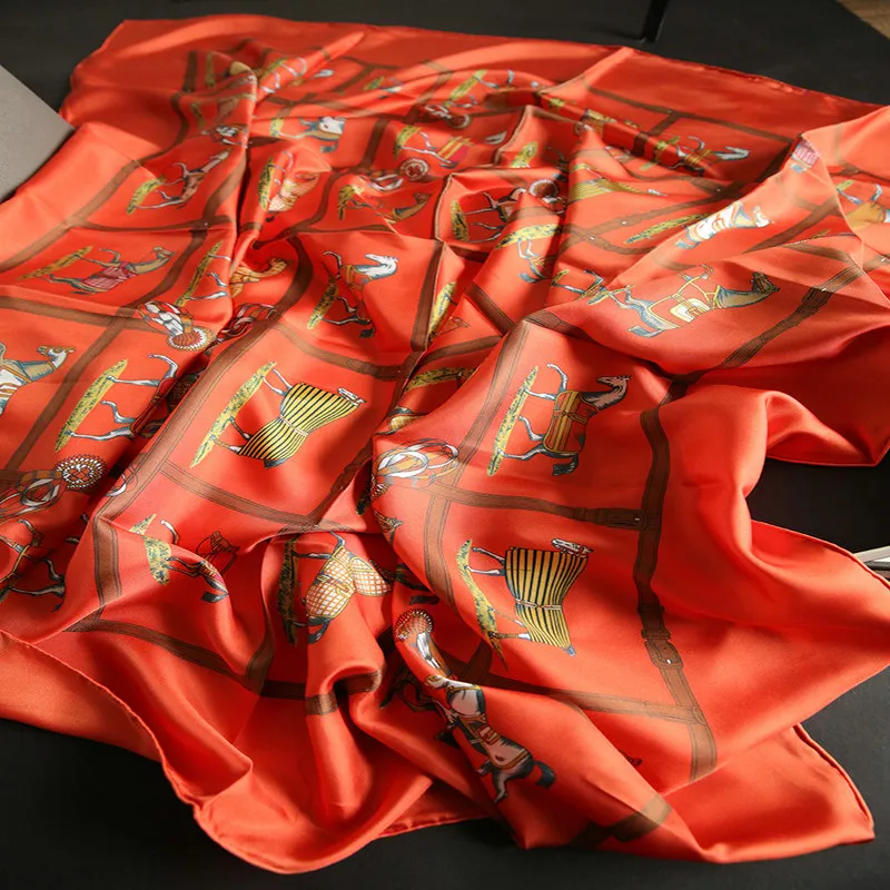 Женский атласный шарф Fonesun-SKF11 Digital Printing Heavy Weight 100% Silk Twill 140 см