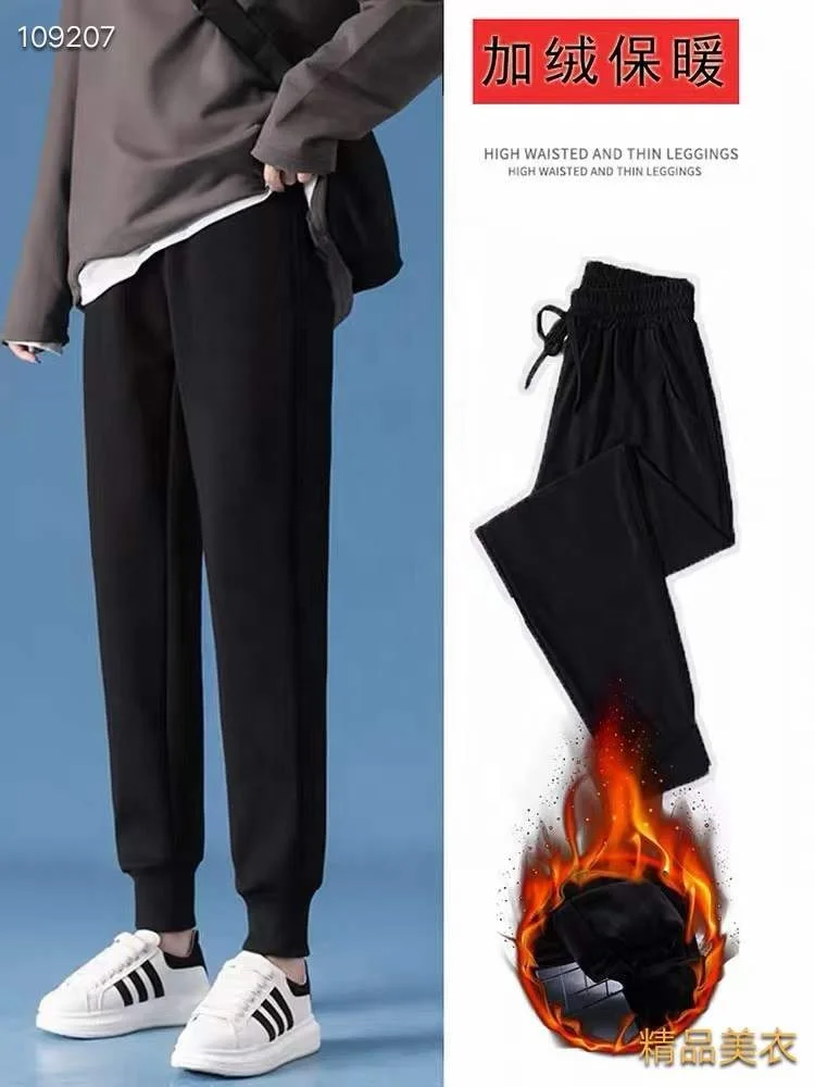 All kinds of available stock fleece thicken trousers girls sports sweatpants