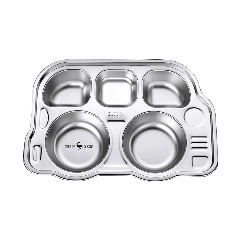 
Hot Sale Stainless Steel 304 Lunch Box School Children Kids Fast Food Plates Trays 