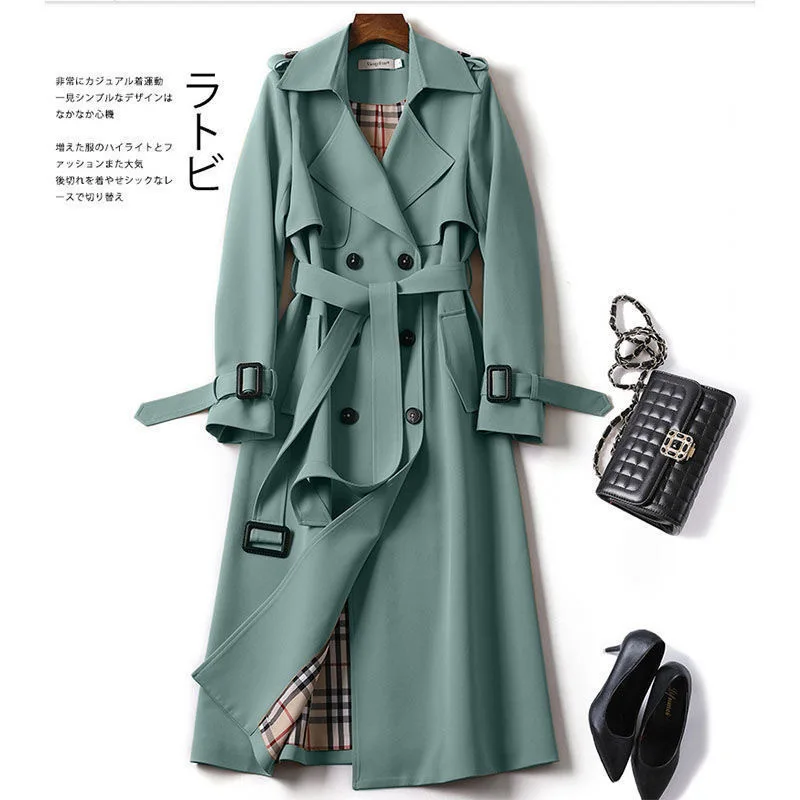 fashion Large European and American Popular Lace Up Pocket Coat Knitted Cardigan Oversized Loose Casual Trench Coat