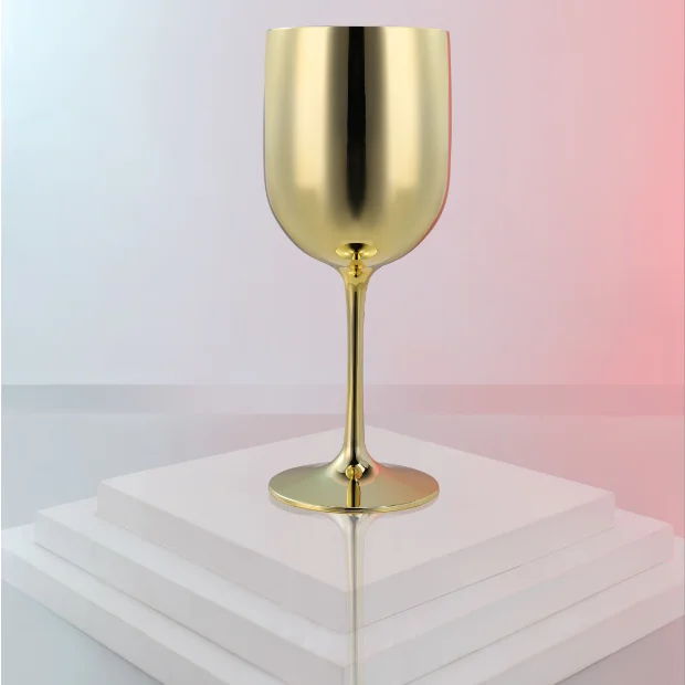 16 OZ Plastic Gold Goblet Champagne Glasses for Wedding Anniversary Party