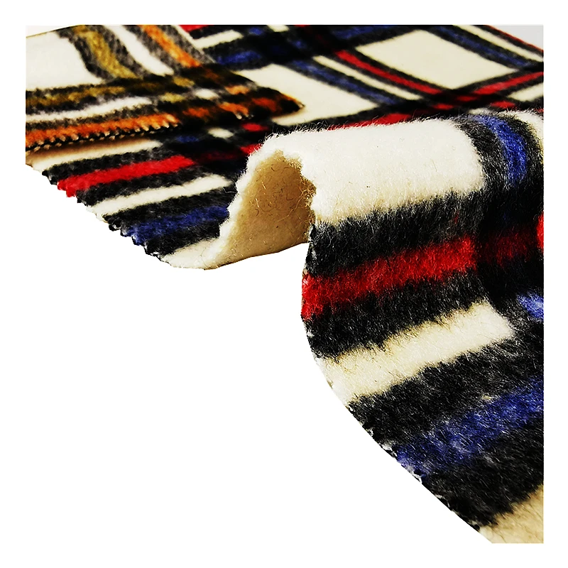 Fashion yarn dyed fabric woven wool plaid cross 445gsm polyester wool fabric for coat