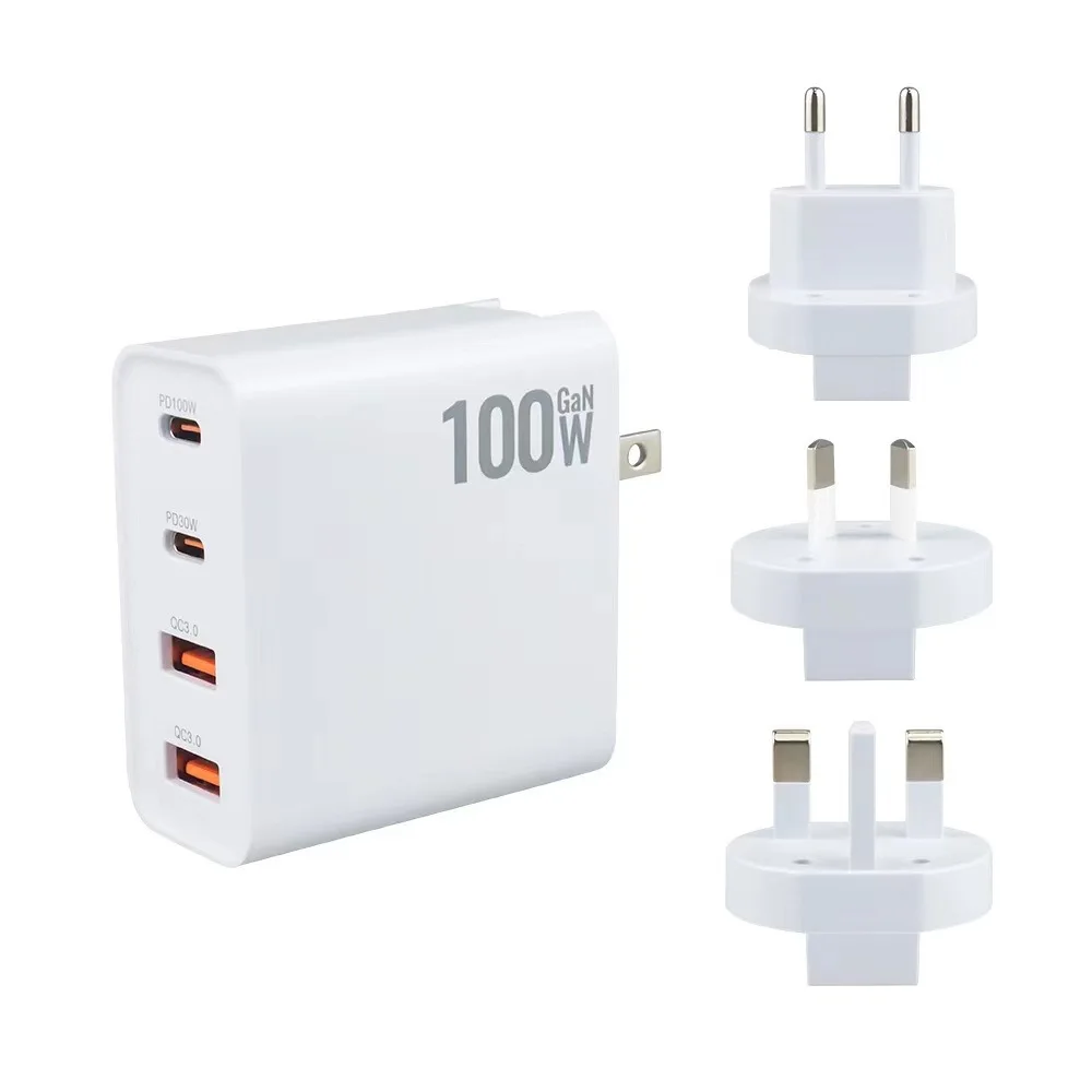 100W GaN Multipie Devices USB C PD Fast Charing Brick Travel 65W Power Supply Adapter Type A Wall Charger