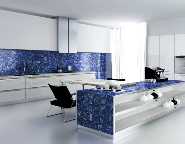 modern design natural lapis lazuli slab for kitchen countertop and sink