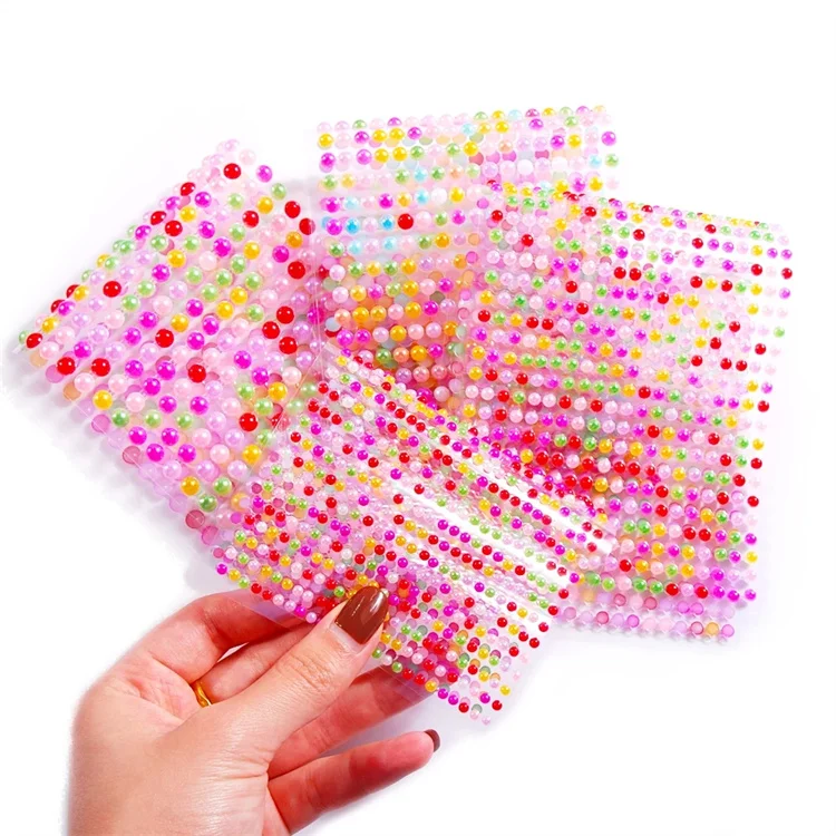 Hisenlee 3MM 4MM 5MM 6MM Mixed Color Half Round Shape Pearl Sticker For DIY Dress Decoration Accessories Creative Sticker