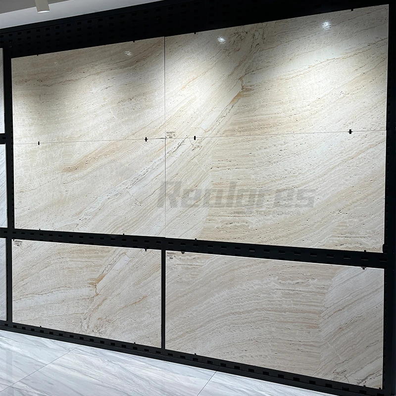 Realgres Bathroom Porcela Non Slip Large Format Grey Marbled Travertine Porcelain Floor Tiles 1200 X 600