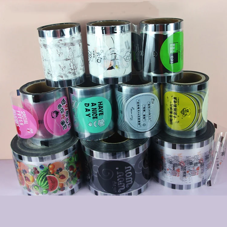 
Waterproof customized pp plastic bubble tea cup sealing film ,packing food printed cups sealing film 