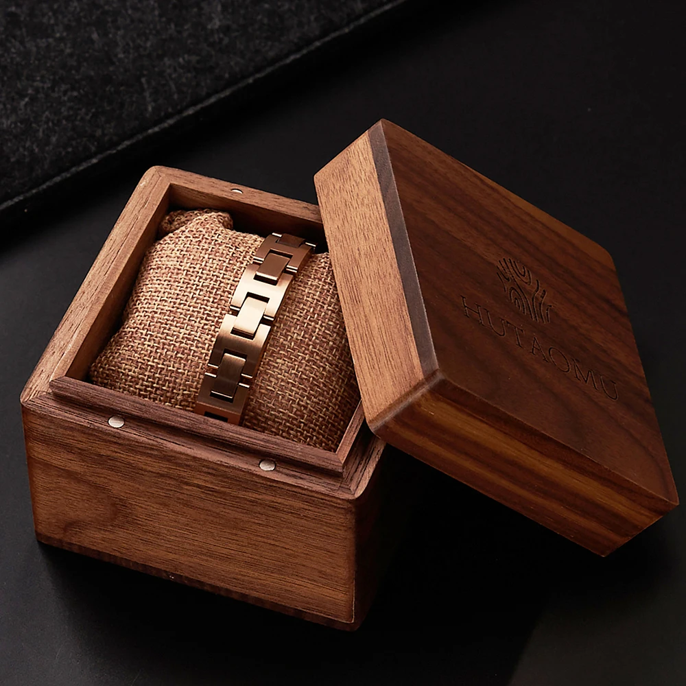 China Wholesale Perfect Gift Rose Gold Plated Stainless Steel Unisex Wooden Skeleton Bracelet for men and women