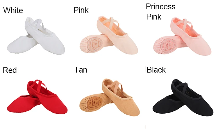 Adult Girls Ballet Slippers Canvas Split Sole Ballet Dance Shoes For Ballet School