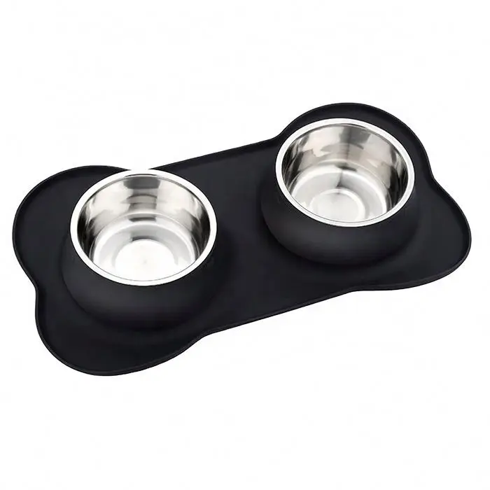 Dog Pet Bowl Water Bottle Food Bowls Feeder Steel Stainless Portable Cat Lick Mat Container For Dogs Drinking & Treat Dispenser
