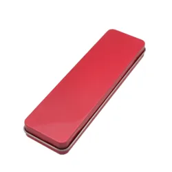 Rectangle custom christmas red color metal flat gift chocolate candy pen pencil tin box packaging boxes wholesale