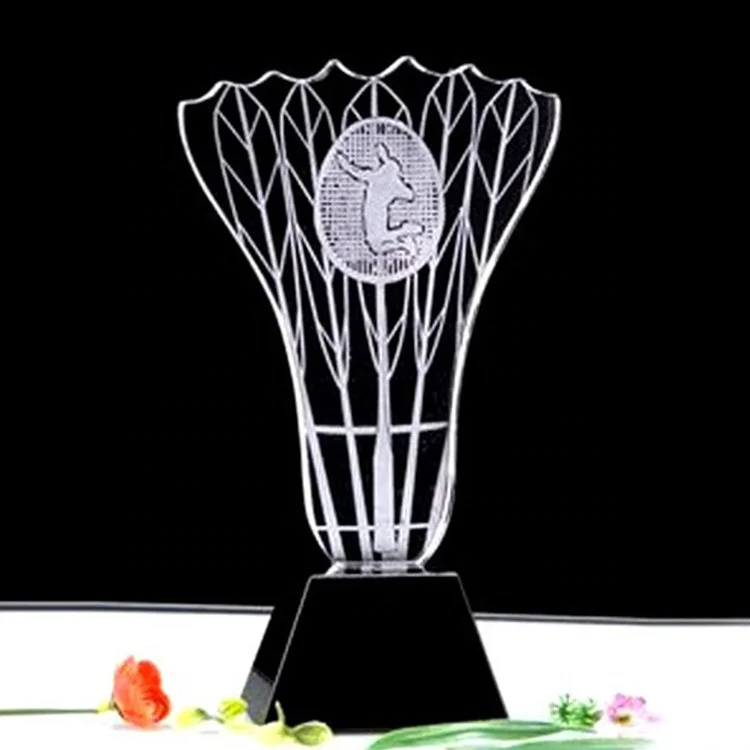 Crystal Badminton Award Trophy / Badminton Sport Trophy Awards Quality Sport Crystal Trophy