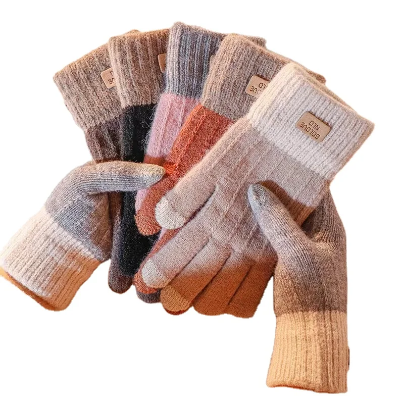 Wholesale Knitted Jacquard Touch Screen Warm Men And Women Outdoor Ski Riding Winter Gloves