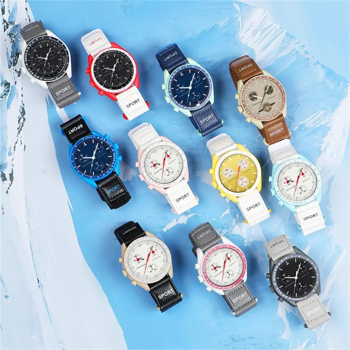 Bioceramic moonwatch set amoled screen omg watch mission Jupiter Saturn Moon for omega bands X for swatch orologio reloj strap
