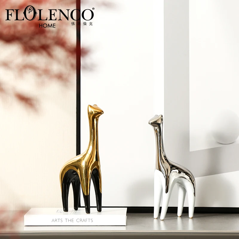 Домашний декор Flolenco милый современный стиль Черное золото животные фарфор роскошное керамическое украшение