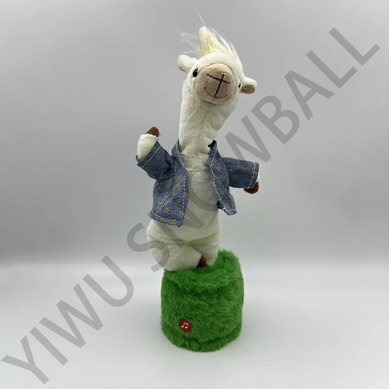 Wholesale Electronic Dancing Singing Repeating Words Music LED Light Dance Learn to Speak Alpaca Electronic Plush Toy For Kids