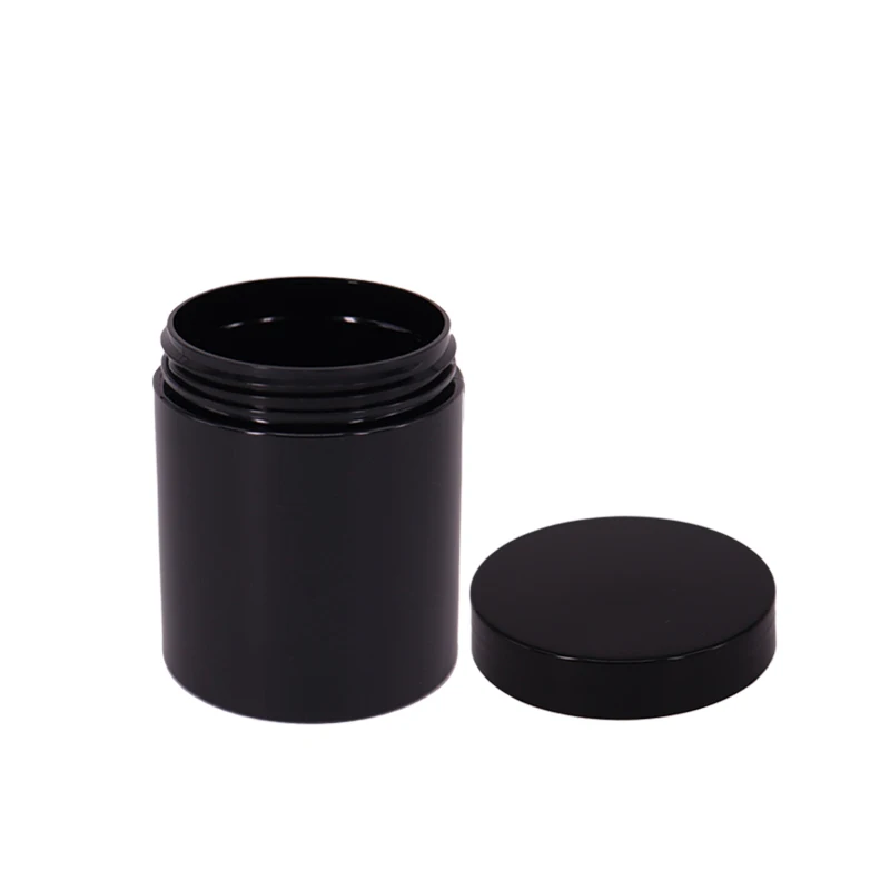 Amber matte black  PET plastic jar 2oz with black lid best cream container / 100ml pomade hair clay pet jar frosted amber