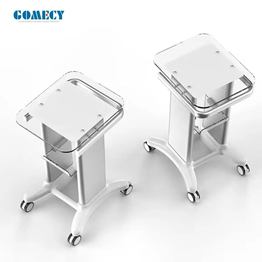 Acrylic Trolley Aluminum Alloy Storage Stand Mobile Cart Hairdresser Rolling Trolley with 4 Wheels for Beauty Salon Tattoo
