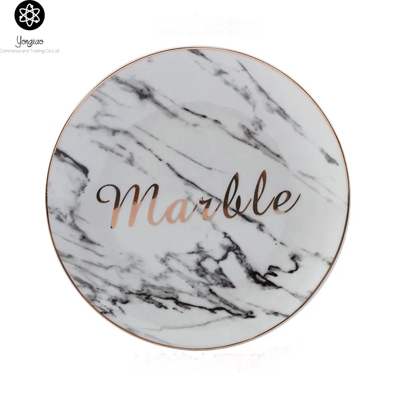 OEM ecofriendly wholesale housewares unbreakable melamine black white marble design plate dishes plastic marble dinner plate