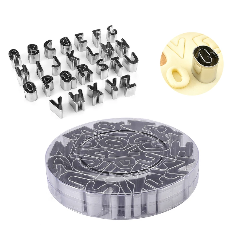 DIY Fondant Baking Tools Biscuits Mold 26 Pcs/Set Stainless Steel Alphabet Cookie Cutter
