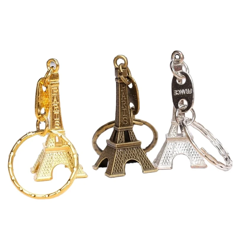 Fashion Oem Odm 3d Key Ring Maker Metal Silver Souvenir Key Chain Keyrings Custom Eiffel Tower Keychain Wholesale