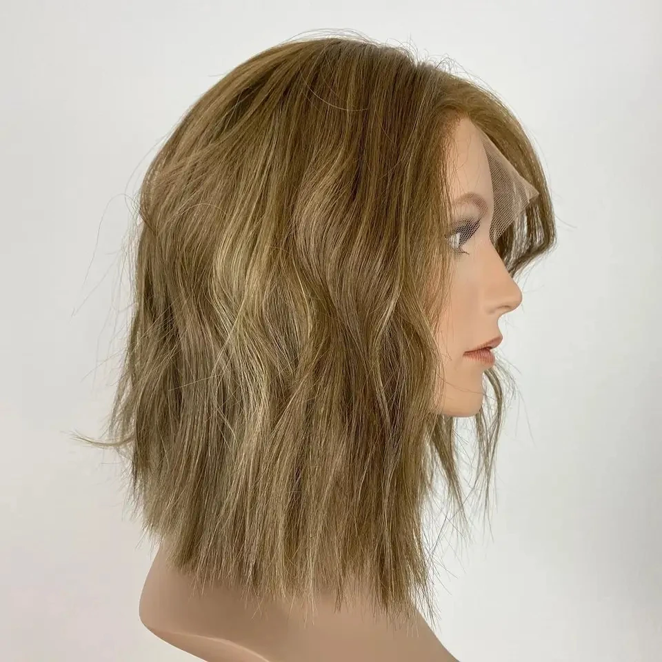 Supplier Price Raw Indian Virgin 14 Inches Honey Blonde Color Princess Quality Luxury Human Hair Wig 10a Human Hair Jewish Wigs