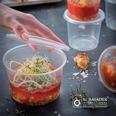 Al Bayader Round Plastic Containers with Lids- Disposable Food Containers Meal Prep Bowls-Microwave/Dishwasher/Freezer safe