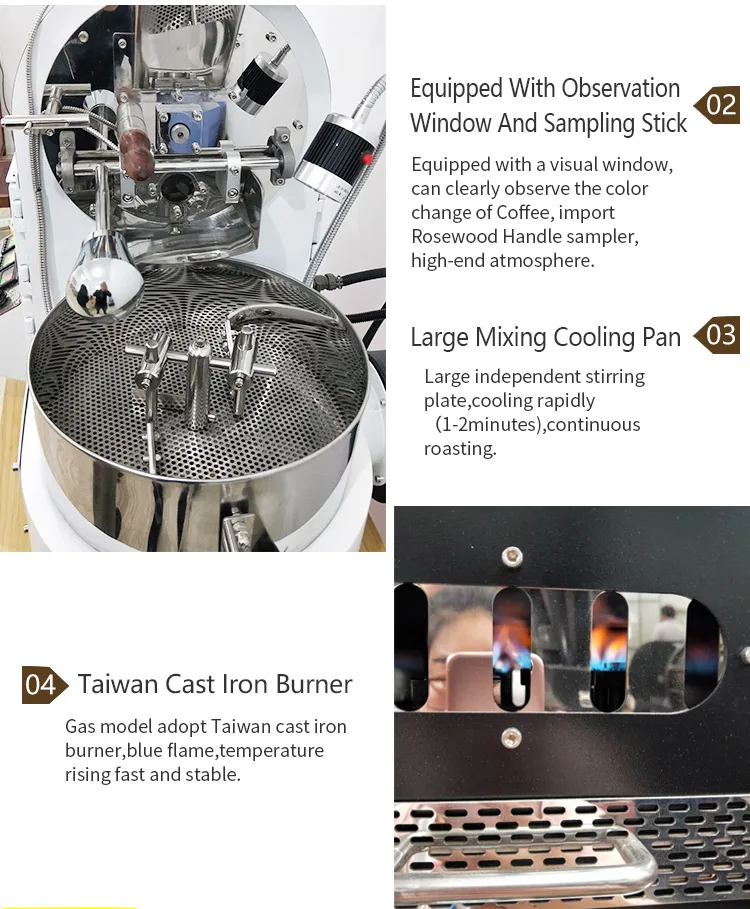 
DY1KG coffee bean roaster Stainless Steel Housing Materia roaster gas roaster machine 