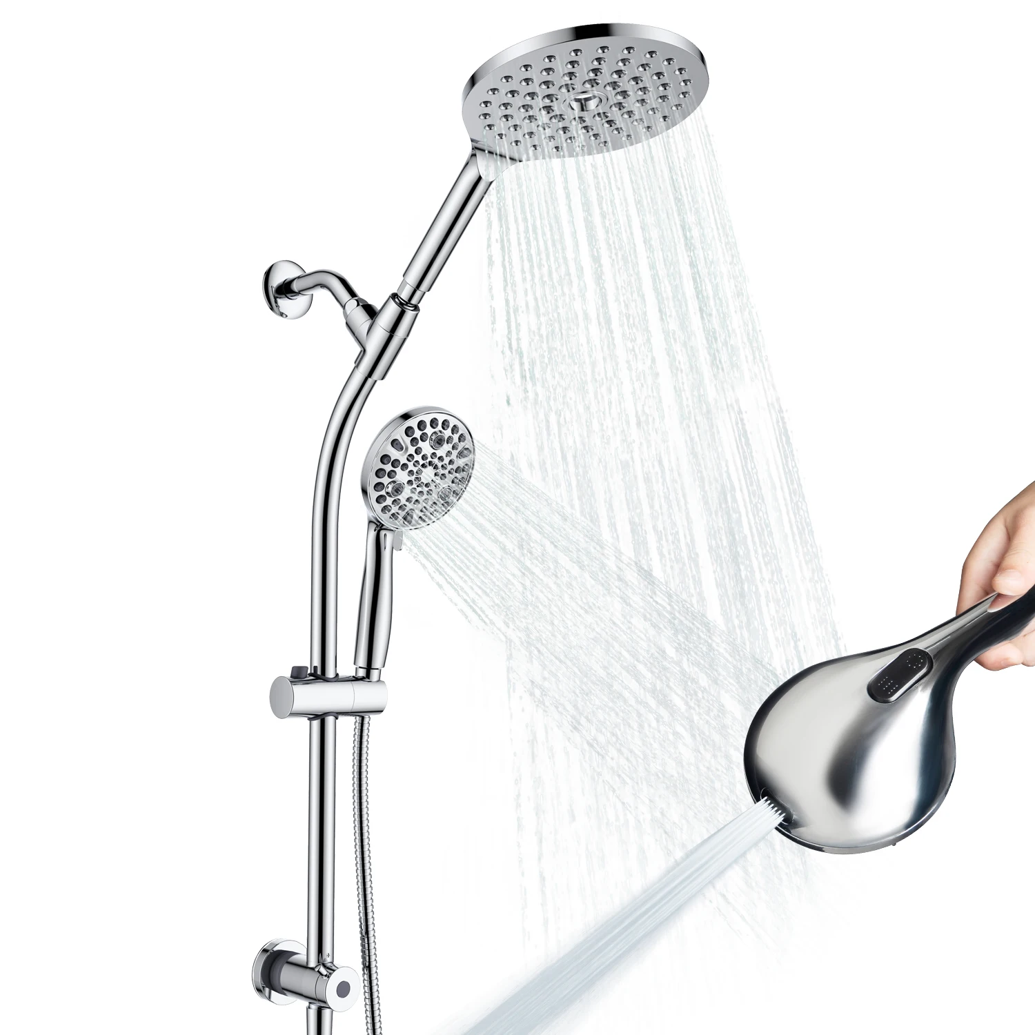 Bathroom Luxury Rain Combo Set Wall Mounted Rainfall Shower Head System Polished Chrome for shower set