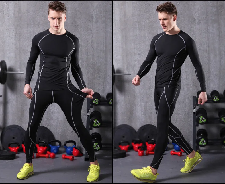 Winter Thermal Underwear Sport Base Layer Running polyester Long Sleeve T Shirt Sport for Men