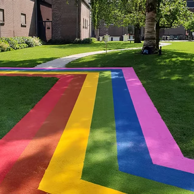 Rainbow colorful artificial grass synthetic turf for school playground outside exhibitions