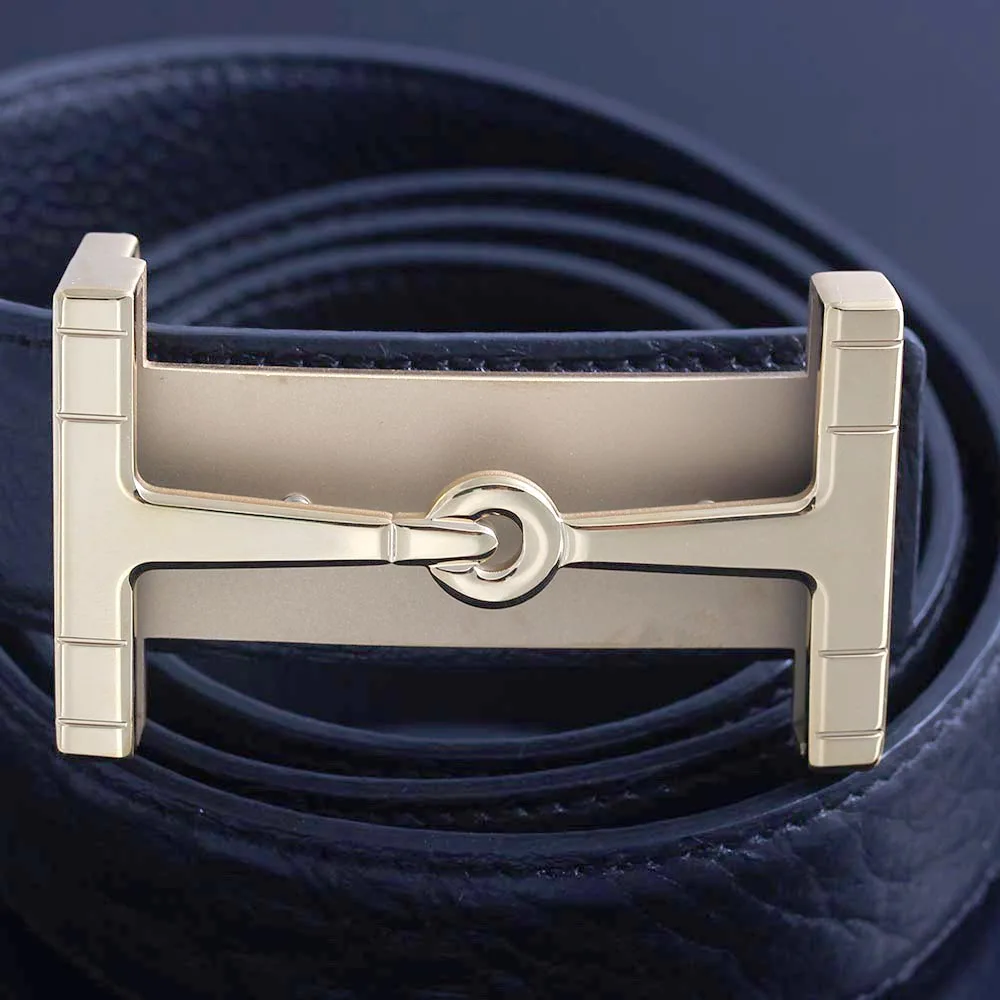 Letter H stainless steel Buckle Men Leather Belt