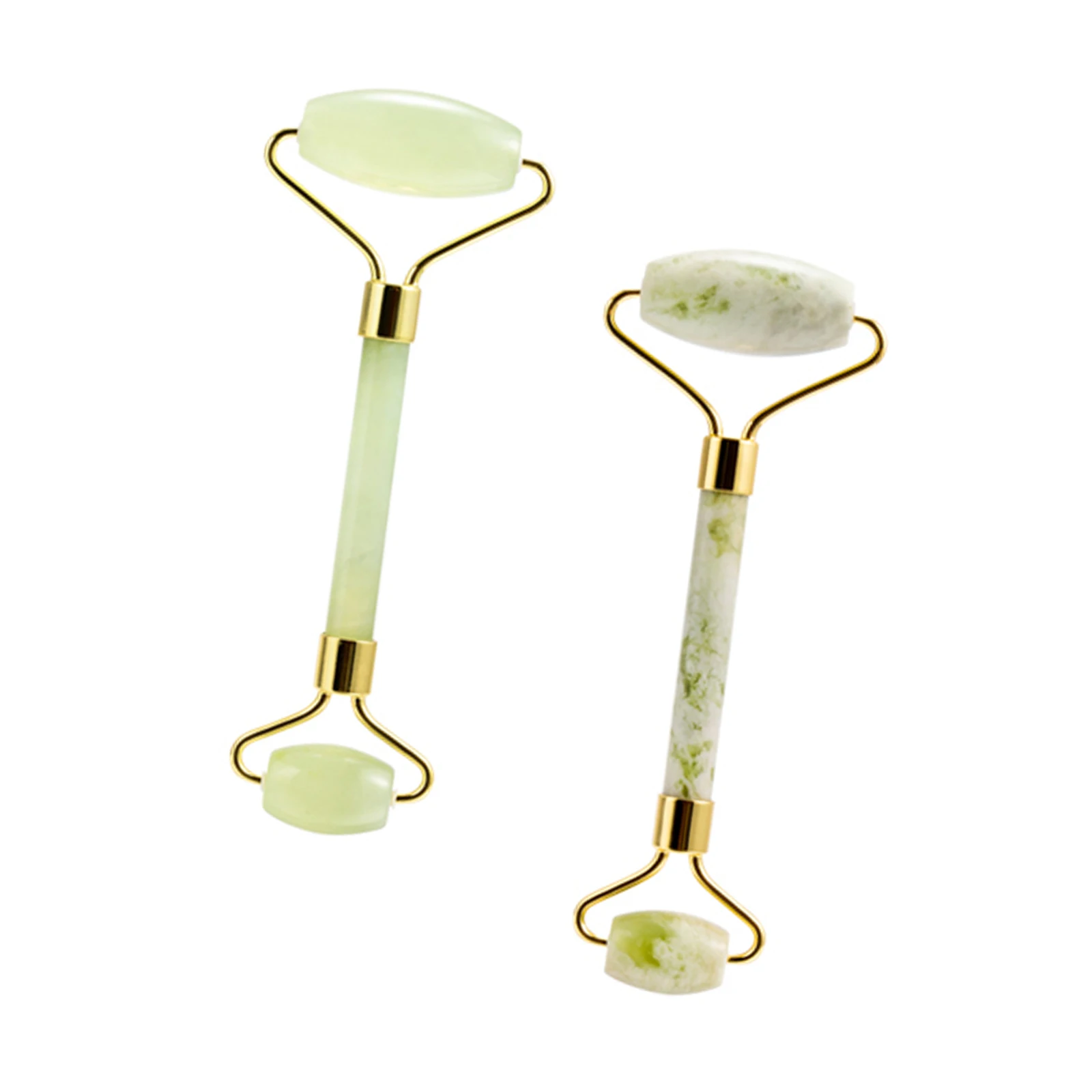 Антивозрастной ролик для лица с розовым кварцем, косметический ролик для лица, инструмент для ухода за кожей, зеленый нефритовый ролик