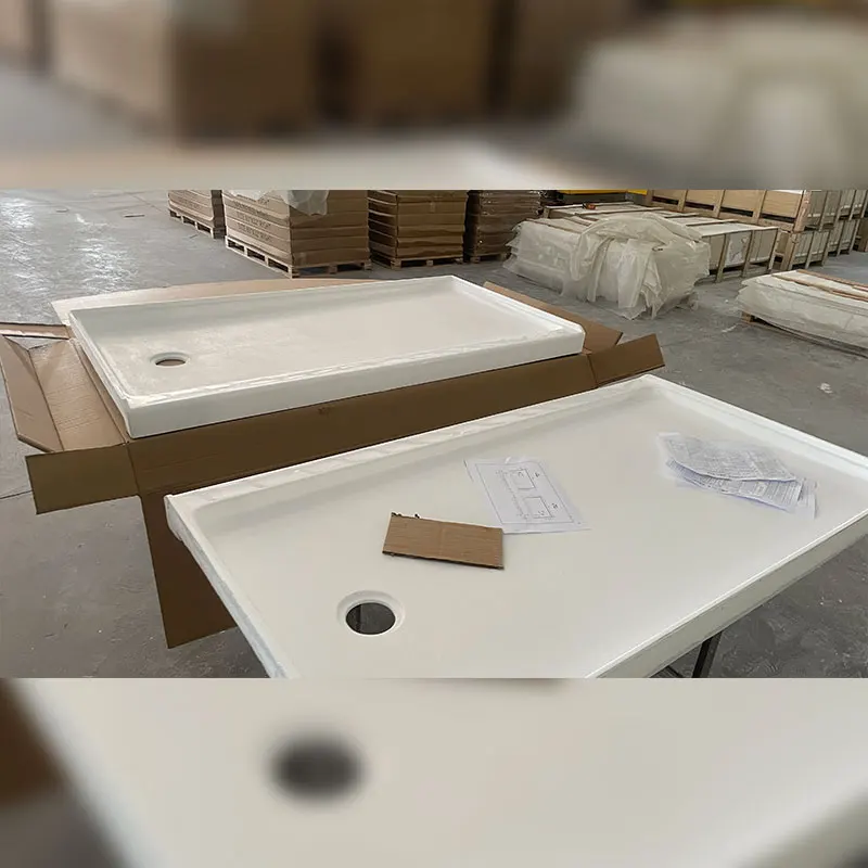Shower Bases White Fiberglass Culture Marble Shower Trays Shower Pans for Bathroom