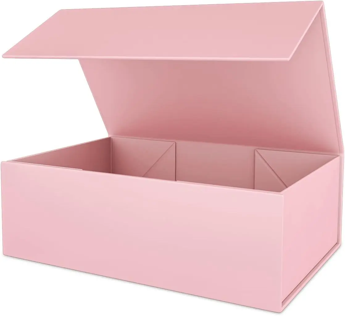 Custom Luxury Matt Pink Package Folding Paper Box Magnetic Foldable Gift Box With Magnetic Lid