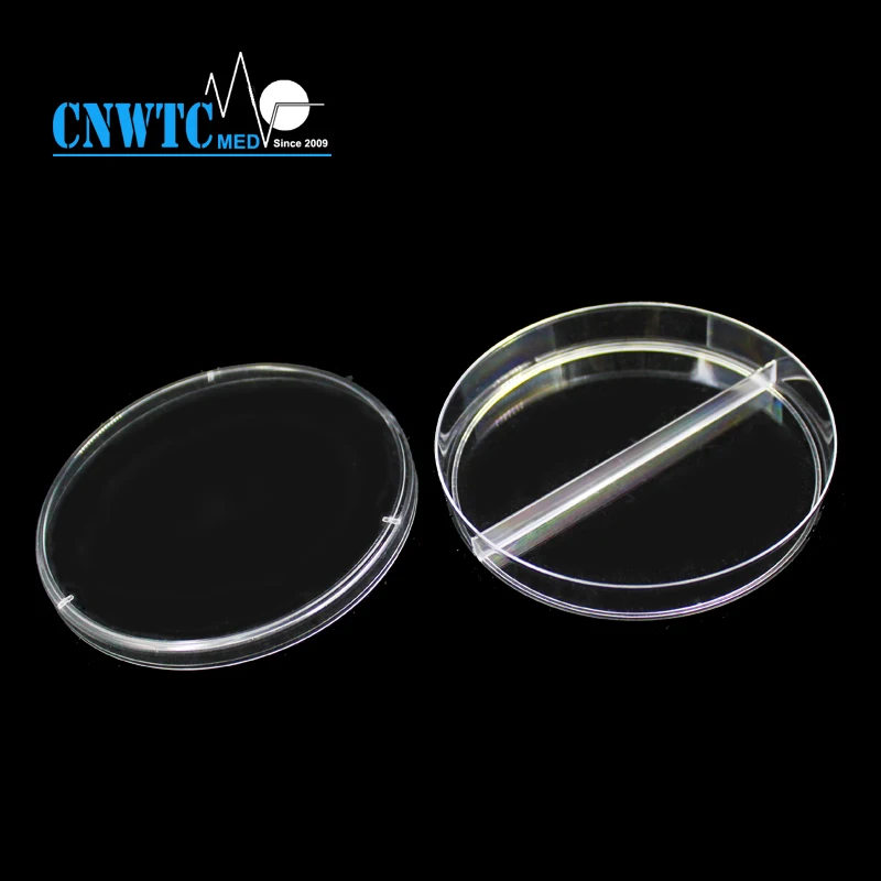 Sterile Disposable Plastic 90x15mm Two Rooms Petri Dish 60mm 35mm 150mm