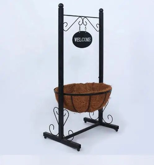 Tier Flower Planter with Coco Liners Black Metal Plant Pot