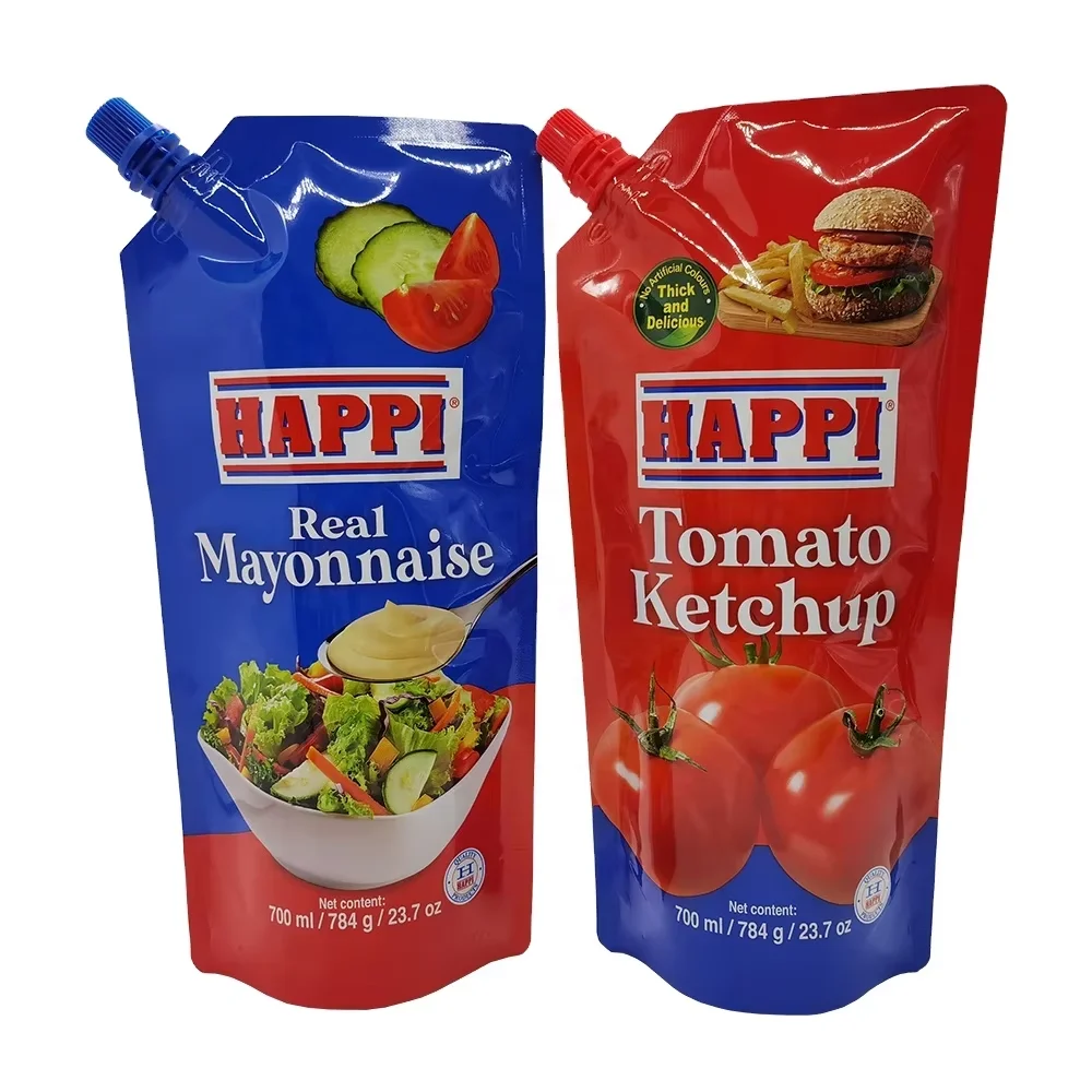 Wholesale 130g Food Bag with Spout Foil Reusable Bag with Logo Aluminum PE Condiment Sauce Nozzle Food Grade Stand up Pouch