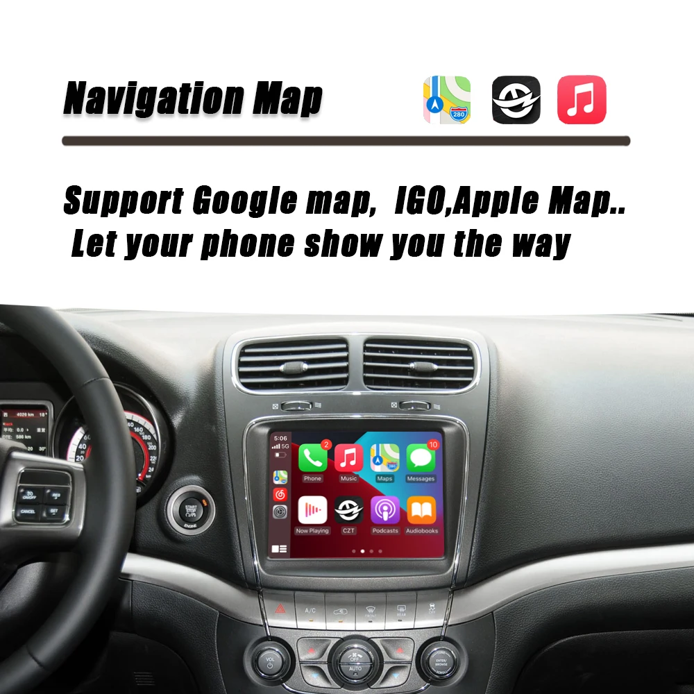 CZT-AUTO For Dodge Journey 2013-2016 Radio Car DVD Player Mirror Link GPS Navigation Smart Box Wireless Carplay Android Auto