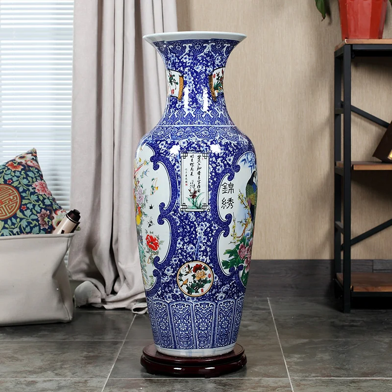 Factory Sale China Ceramic Vase  Large Flower Vase Luxury Ceramic Porcelain  Vases Set For Hotel Living Room Decor